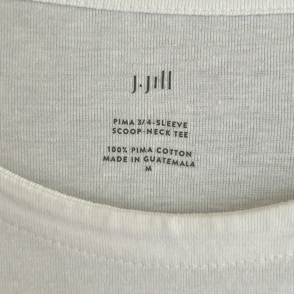 J. Jill White Pima Cotton Scoop Neck 3/4 Sleeve Classic Layering Top | Size M - Picture 2 of 8